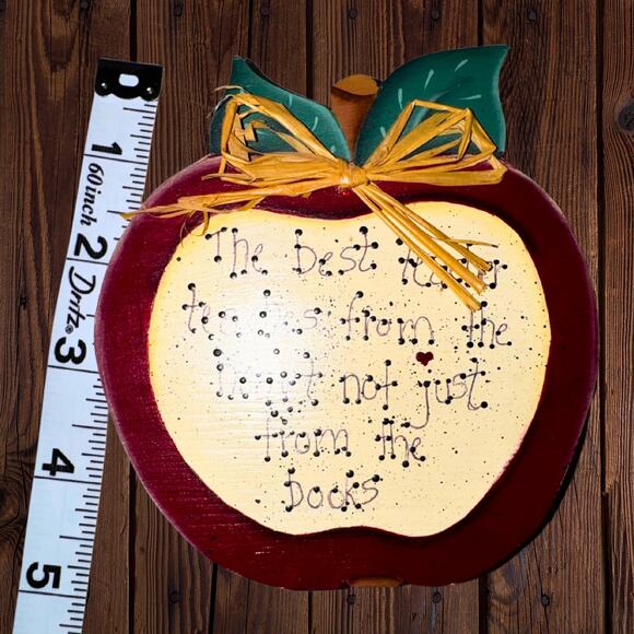 Handmade Wooden Apple Plaque 1997 | Teacher Gift Rustic Farmhouse Decor - Picture 6 of 7